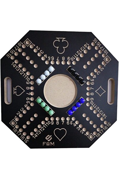 Generic لعبة جاكارو الخشبية المرقمة - لون أسود، ٤ لاعبين، ٥٧×٥٧×٢ سم، بطاقات و١٦ كرة زجاجية