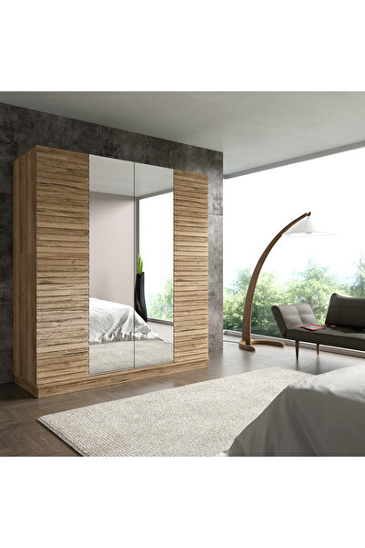 Sakura Ahşap Hunerika Nanoma Premium 4 kapaklı Gardırop,minifiks bağlantılı