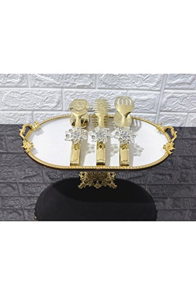 atabey home Gold Serving Tongs Set of 3 Silver Crystalized Pasta/Dessert/Food/Display Tongs Titanium