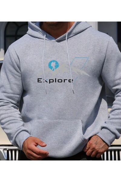 herkesemoda Φούτερ K με κουκούλα με λεπτομέρεια εκτύπωσης και φλις εσωτερικά