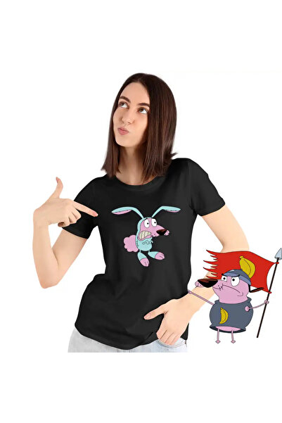 OEM Women's T-Shirt Courage the Cowardly Dog Rabbit Cartoon