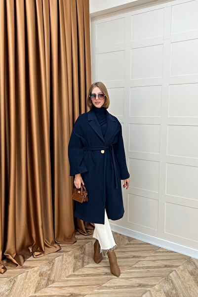 Stilife Yıldız Premium Тканинний плащ з поясом Синій