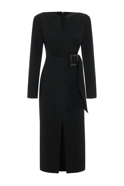 KAMEYA TOKALI YIRTMAÇ DETAYLI ELBİSE 26W40852