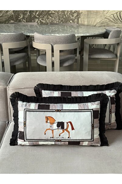 Skhome Double-Sided Horse Decorative Fringed Throw Pillow Cover 1 Piece 30X50(Sk-D05)