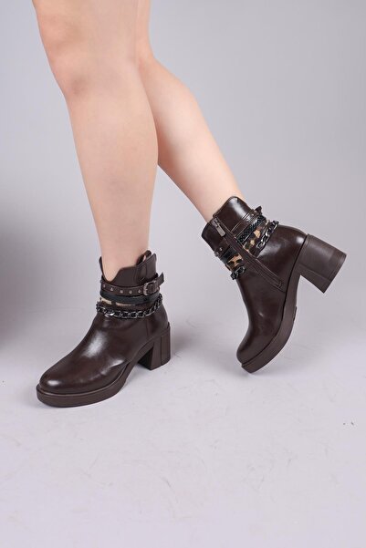 Birikon Clark Leopard Print Heeled Boots with Accessories Brown