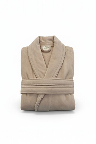 asev tekstil Velvet Piped Shawl Collar Unisex Bathrobe