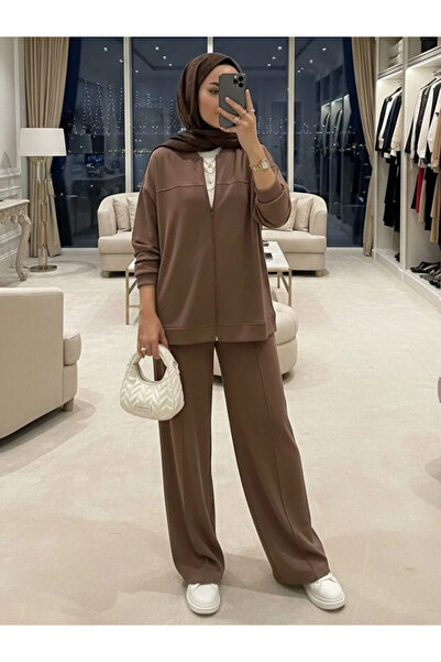 Oxygen Scarfs Zippered Basic 0Ysho Fabric Hijab Double Set Tk2962