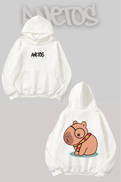 Anetos Kapi Bara Potter Sırt cu imprimeu Alb cu glugă Swea tricou