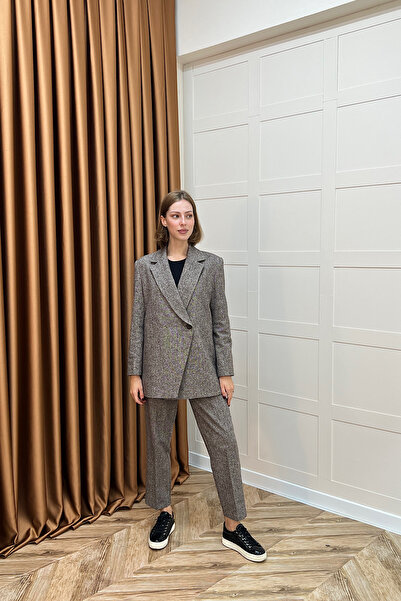 Stilife Μινέλ Κοστούμι με μπουφάν καφέ