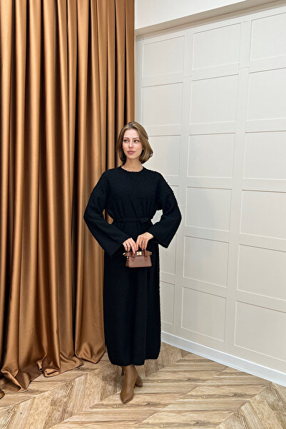 Stilife Yumoş Sim Μικτό Πλεκτό Φόρεμα Casual Μαύρο