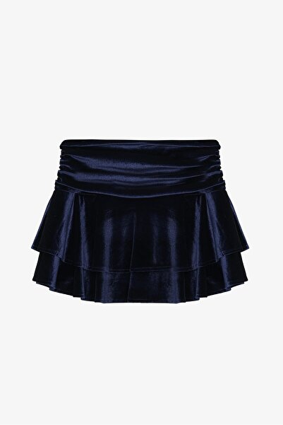 Quzu Mini Kadife Etek Lacivert