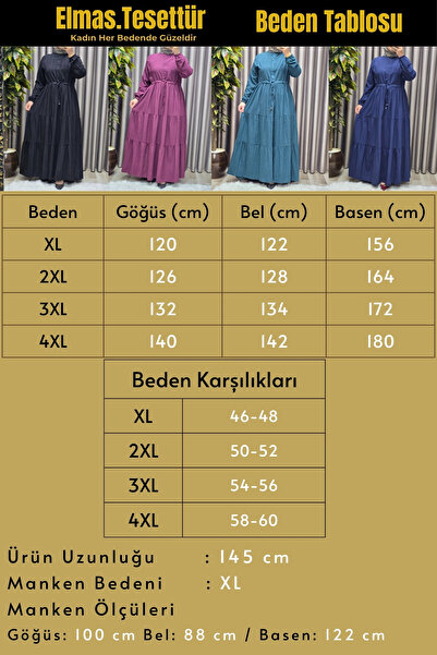 Elmas Tesettür Γυναικεία Ρούχα Μασούρι Φόρεμα Μεγάλου Μεγέθους Γκοφρέ