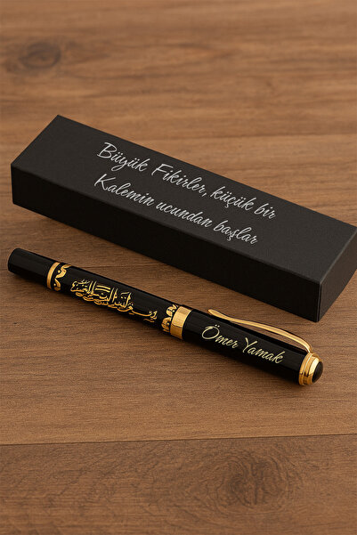 Giftino Kişiye Özel İsim Baskılı Gold Besmeleli Roller Kalem İmza Kalemi Özel...