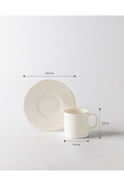 Madame Coco Verly 6 Kişilik 12 Parça Kahve Fincan Takımı - Beyaz/Gold - 95 ml