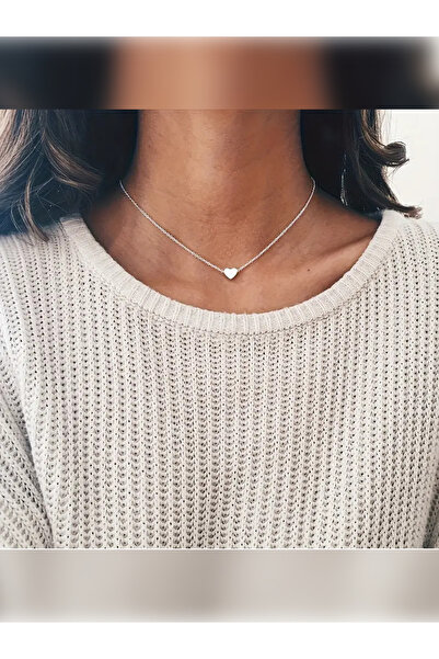 PURE BERRY KISA GÜMÜŞ RENK 40 CM KOLYE KALPLİ