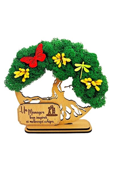 OEM Cadou Copacul Vietii, cu licheni stabilizati, din lemn bej, „Manager”, 15...