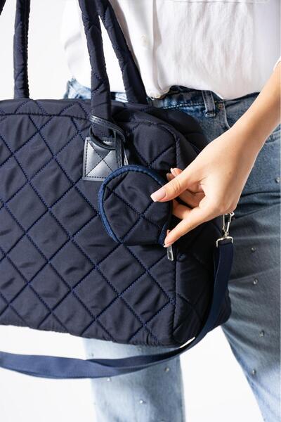 mugalas Синя велика м'яка регульована сумка на довгих ременях для руки та через плече для жінок