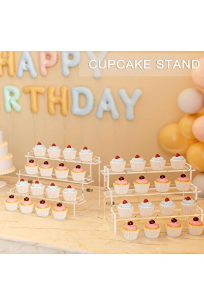 PUFO Shelf for presenting and organizing products in stores or exhibitions, stepped, 3 levels, 25.5 cm