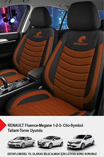 GM-DESIGN غطاء مقعد السيارة من قماش الكتان من سلسلة Panther-(متوافق مع رينو ف...