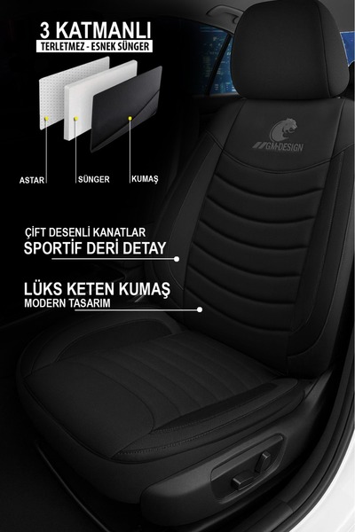 GM-DESIGN Panther Series Linen Fabric Car Seat Cover (Ford Focus-Fiesta-Escort Compatible)