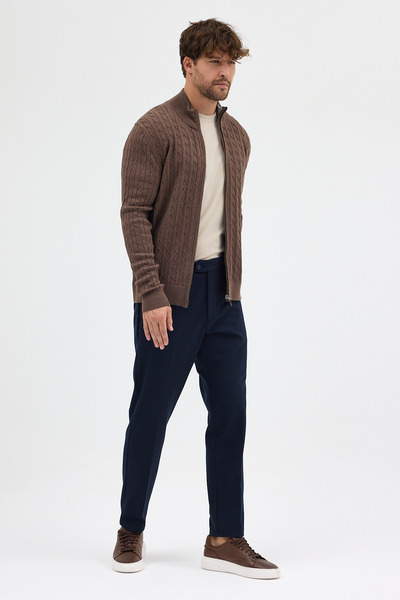 Frappoli Ανδρικό πουλόβερ από βαμβακερό πλεκτό χτένισμα με φερμουάρ Bernat