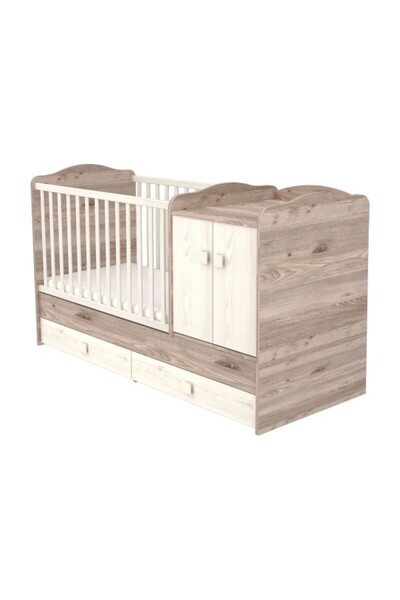 Hubners Sofia Maxi Kombi wooden convertible cot with 2 drawers 120x70 cm cream sand