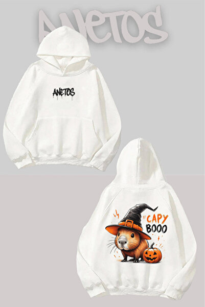 Anetos Bară de ușă 4 spate cu imprimeu alb cu glugă Swea tricou