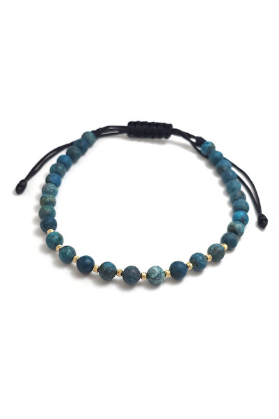 Bijolin Gold Bracelet with 10 2mm 14k gold and Blue-Green Turquoise beads