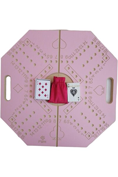 FWM لعبة جاكارو اللوحية لأربعة لاعبين، لوح خشبي وردي، ٥٧×٥٧ سم، ١٦ كرة زجاجية