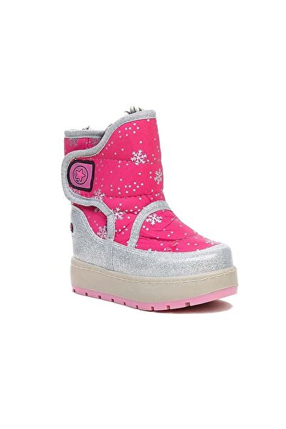 Tuğba Ortopedi 70 Baby Girl Silver/Fuchsia Fur Lined Snow Boots