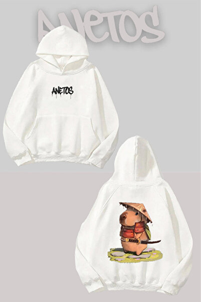 Anetos كابي بارا 1 ستر مطبوع أبيض بغطاء رأس سويت شيرت