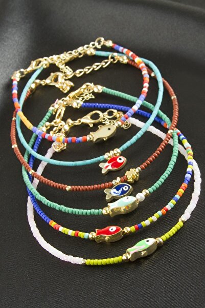 AhEs Shopping Fish Enamel Miyoki Bead Bracelet