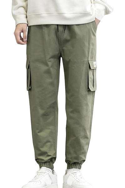 OEM Pantaloni cargo pentru băieți, elastic la tiv, 4 buzunare, verde militar ...