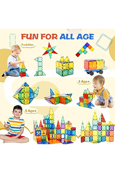 Generic 100-Piece Magnetic Building Blocks Set with Storage Box - Strong Magnets for Imaginative Play