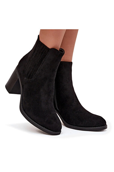 BOTO Botine izolate pentru femei cu toc bloc negru Brevina 40