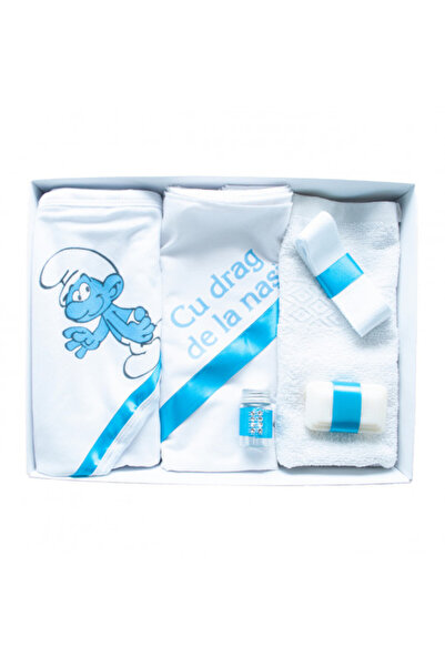 OEM Set botez, 6 piese, imprimeu personalizat „Cu dragoste de la Nași” - Ștru...