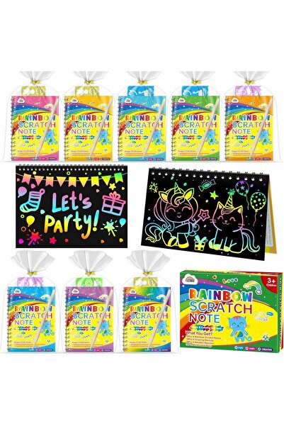 ZMLM هدايا حفلات الخدش بألوان قوس قزح للأطفال - مجموعة فن الخدش من 24 قطعة