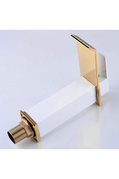 OEM Baterie Chiuveta Baie, Tip Cascada, Monocomanda, Racorduri incluse, Otel Inoxidabil, alb-auriu