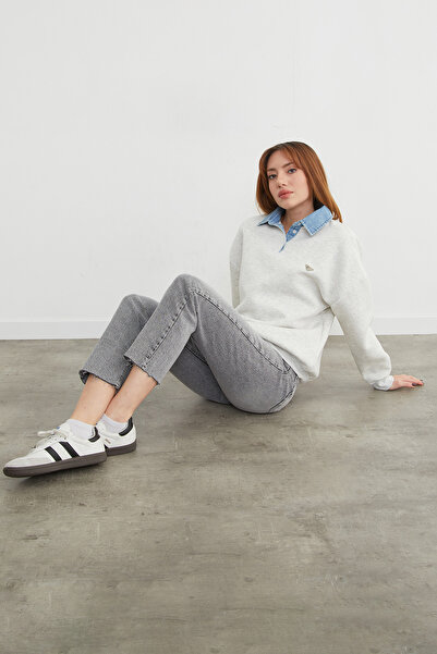 Fulla Moda Φούτερ με συνδυασμός υφασμάτων νήματα G 3 μεταλλικά αξεσουάρ