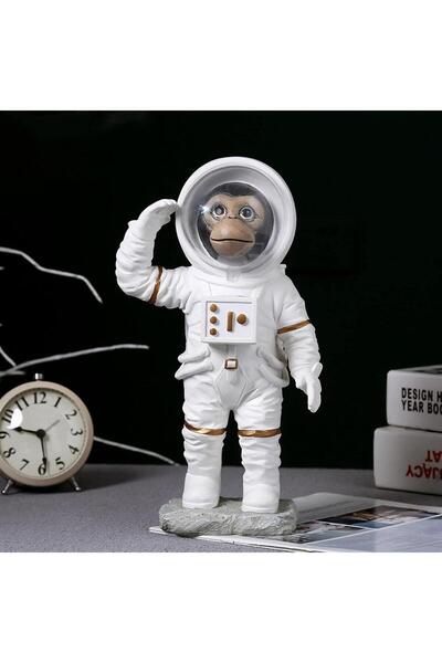 e-life shop Modern Astronot Maymun Figür Biblo 13 cm Ev Ofis Masa Süsü Dekoratif Uzay Temalı Hediyelik Heykel