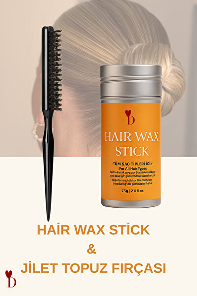 DAMİ Hair Stick Wax 75Gr & Hair Fixative Bun Brush