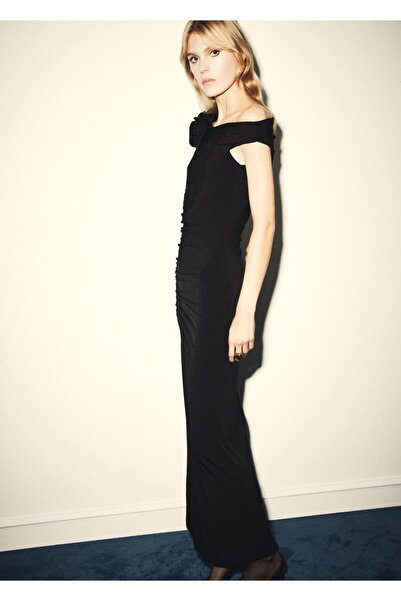 MANGO Woman Fırfır detaylı büzgülü elbise