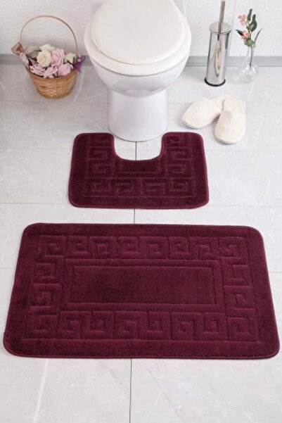 ETHNIC Σετ 2 χαλάκια μπάνιου Μοντέλο 2576, Μελιτζανί, Μωβ, Αντιολισθητικά, Αν...