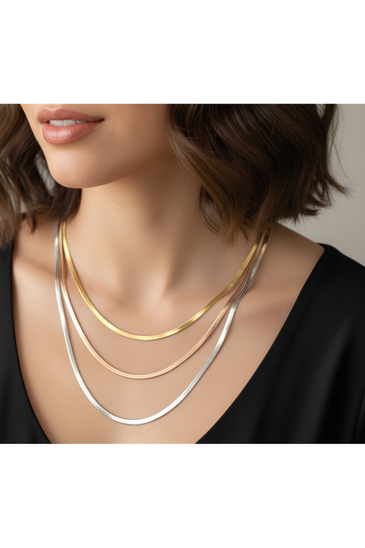 BANEDETTA قلادة ثلاثية من الفولاذ المقاوم للصدأ بلون ذهبي وبرونزي وفضي للموسم...