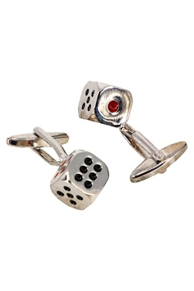 OEM Shirt cufflink set, dice design, stainless steel NO4271, square 1.5 cm, silver