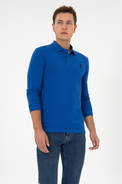 U.S. Polo Assn. Men's Slim Fit Polo Collar Blue Basic Sweatshirt 50307687-Vr212