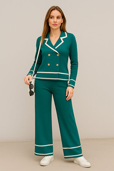 semela New Season Gold Buttoned Crop Knitwear Set