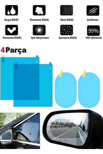 Shopimo 4 Parça Yan Aynalar ve Yan Camlar İçin Araç Ayna Yağmur Kaydırıcı ve ...