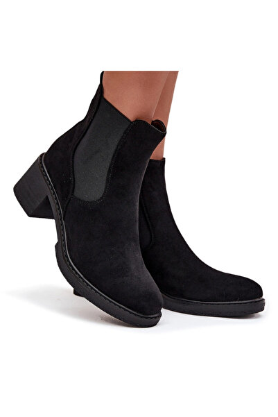 BOTO Cizme Chelsea pentru femei cu toc bloc negru Luvina 37