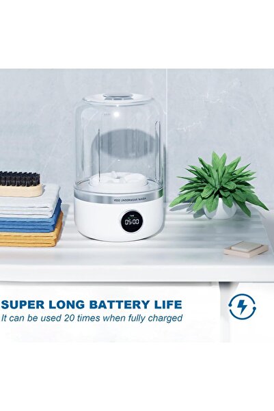 LUOCUTE Portable Rechargeable Mini Washing Machine - 10W Quiet Cordless Washer for Travel
